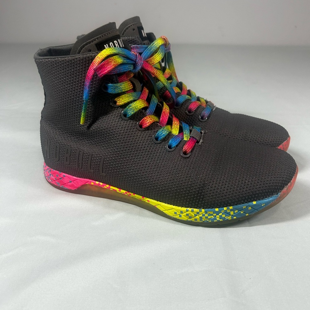 NOBULL Outwork High Top Grey Wild Rainbow Trainer Super Fabric/size M-8/W-9.5